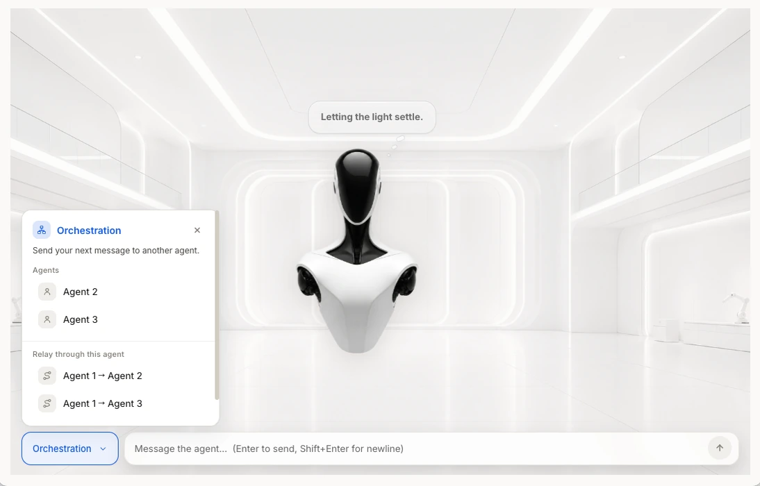 ClevAgent orchestration view showing work passed between agents